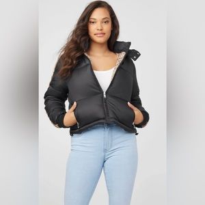 NWOT Guess Bakir Puffer Jacket | Color: Black/Tan | Size: XS